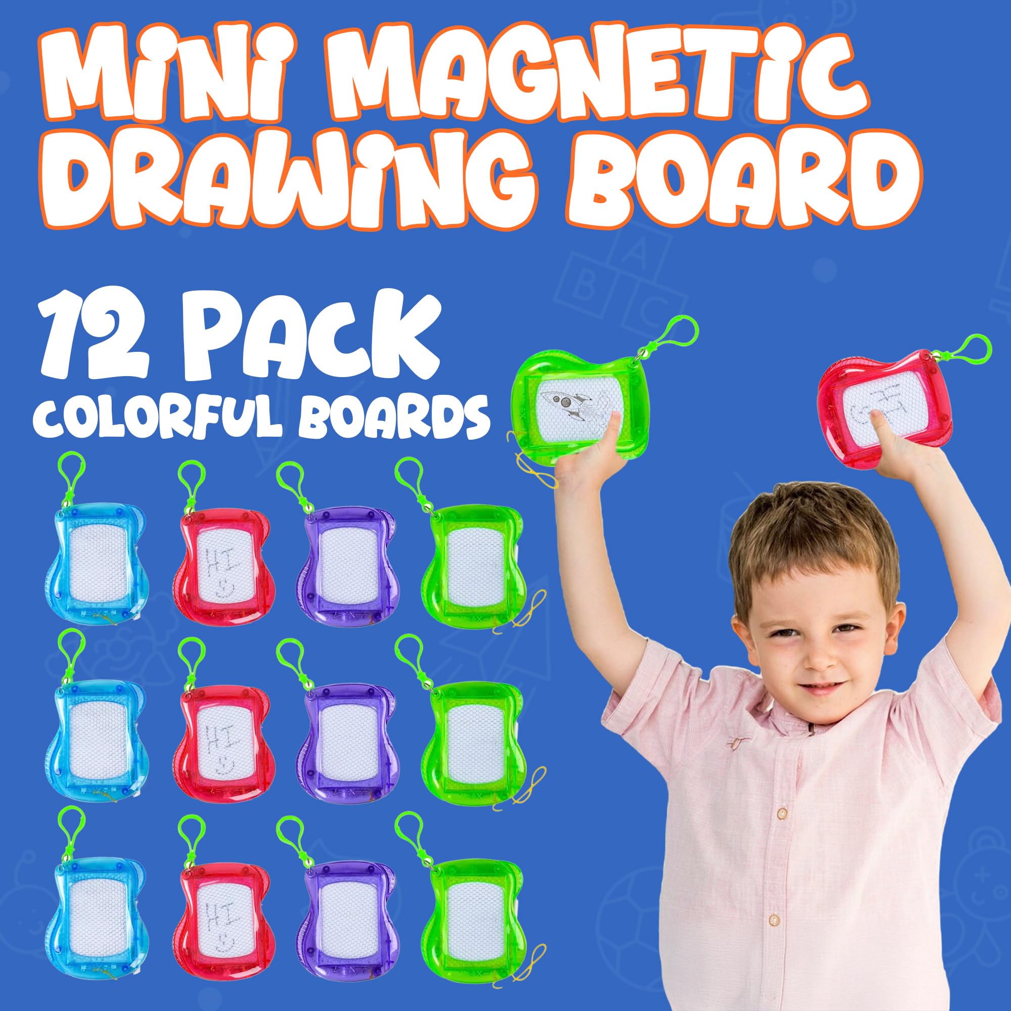 Mini Magnetic Drawing Board for Kids - Backpack Keychain Clip Drawing Boards, Erasable Doodle Sketch and Writing Pad for Boys and Girls, Birthday Party Favor and Goodie Bag Filler